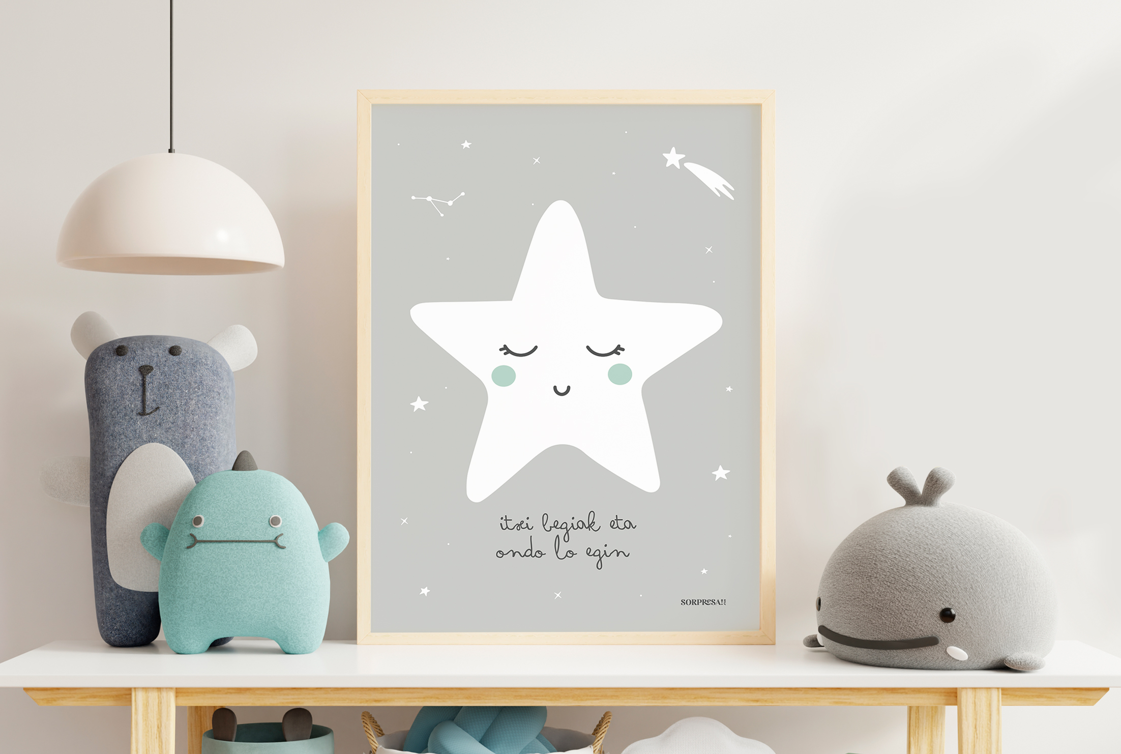 Mock up posters in child room interior, posters on empty white w